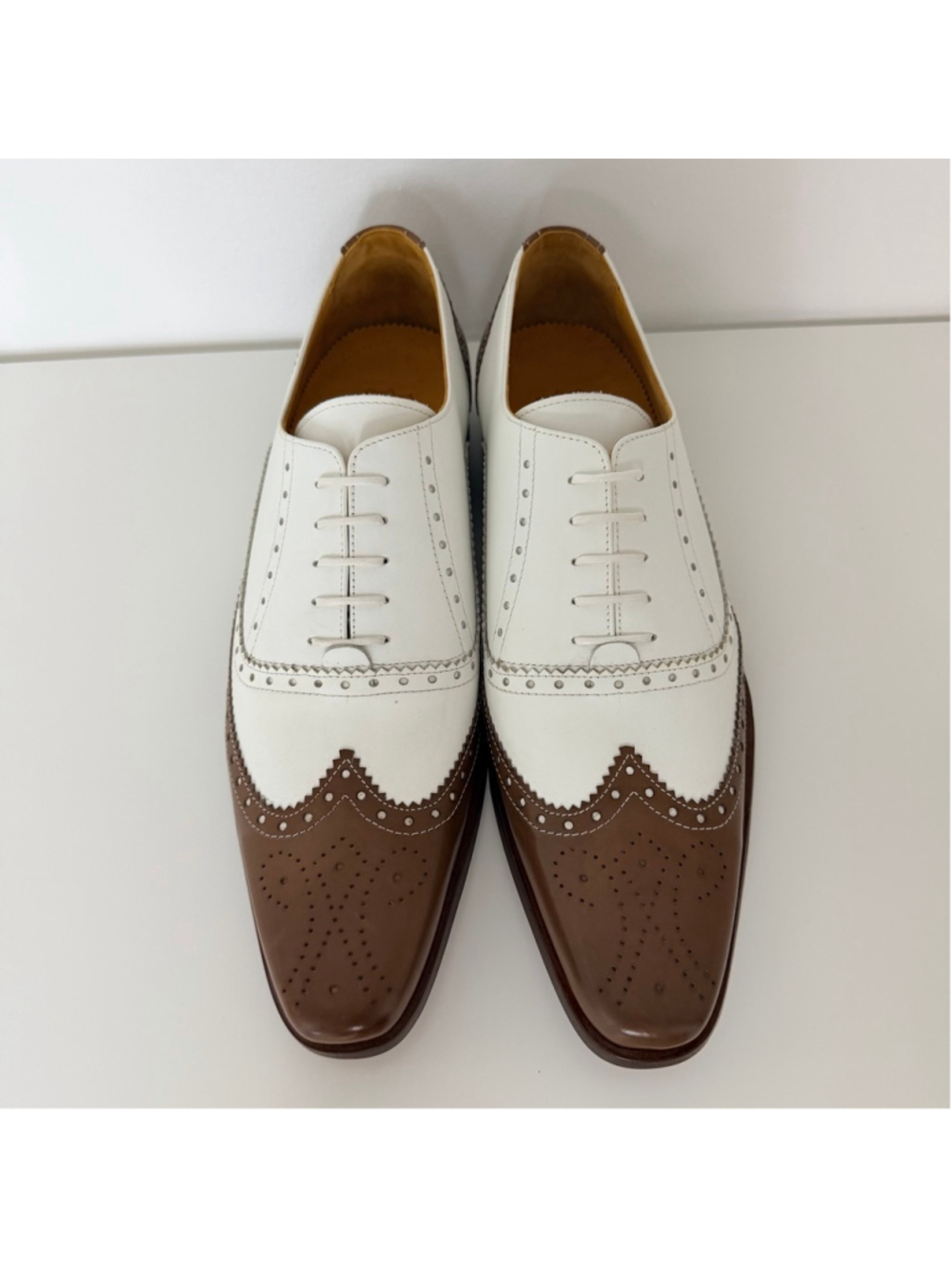 Undandy Mens Leather Wingtip Brogue Oxford Spectator Shoes Size 12.5 - Picture 6 of 11